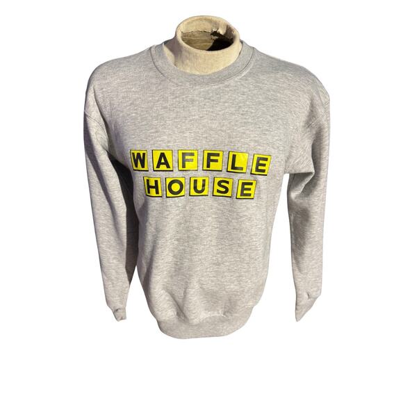 Waffle House Gray Sweatshirt Men’s Medium Crewneck Pullover - Picture 1 of 2